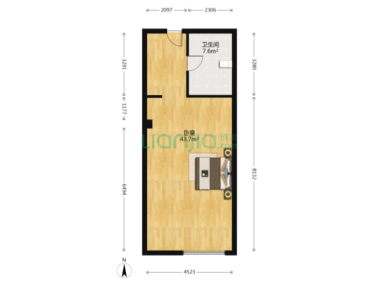 恒健橘子郡 1室0厅1卫 140平方