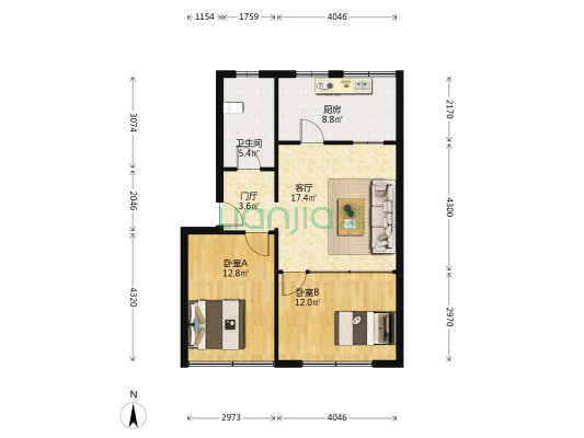 信用社家属院 2室1厅1卫 70平方