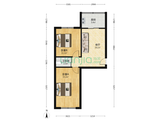 长铁机务小区 2室1厅1卫 66平方