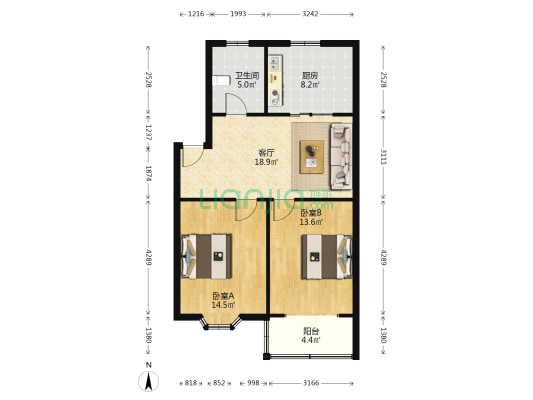 南湖之韵 2室1厅1卫 79平方