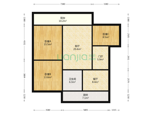 白云区白沙关社区服务中心 3室2厅1卫 94平方