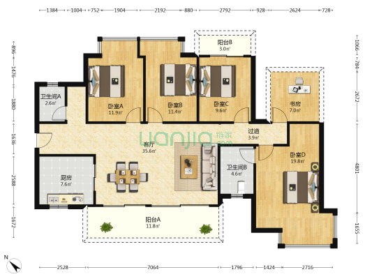 大都康园 5室1厅2卫 138平方