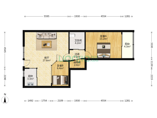 金庄花苑 2室1厅1卫 85平方