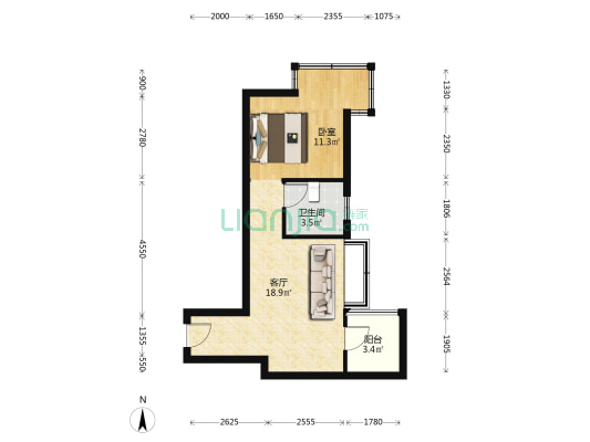 碧桂园天玺 1室1厅1卫 47平方