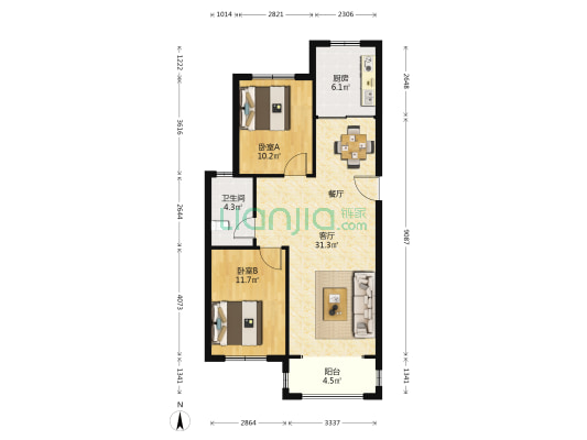 烟台前 2室1厅1卫 87平方