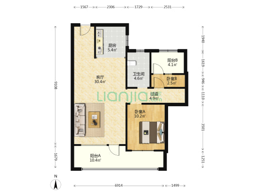 中海半山雲境 2室1厅1卫 93平方