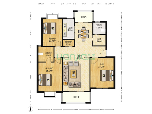 黎明清境嘉仕花园 1室1厅1卫 127平方