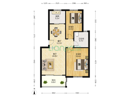 芙蓉天地 2室2厅1卫 83平方