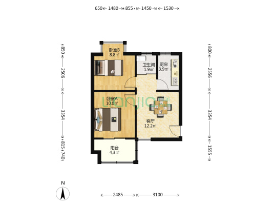 隆昌小区 2室1厅1卫 49平方