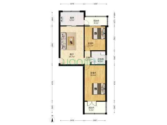 中交一局五公司家属楼 2室1厅1卫 84平方