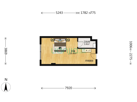 中南阳光公寓 1室0厅1卫 43平方