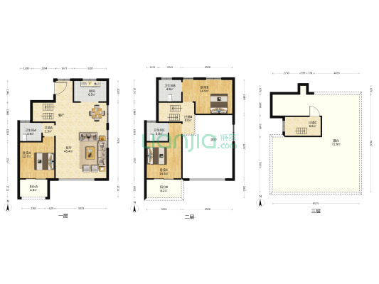 卓越青竹湖 3室1厅3卫 166平方