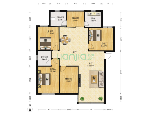 瑞豐花園 3室1厅2卫 147平方
