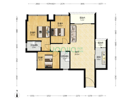 品尚公馆 3室1厅2卫 99平方