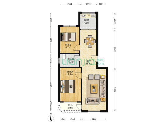 木兰小区 2室1厅1卫 79平方