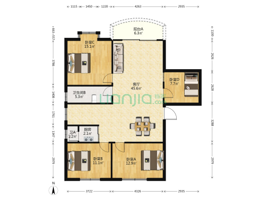 玄真路67号 4室1厅2卫 124平方