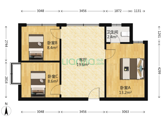 星光大道6号 3室1厅1卫 67平方