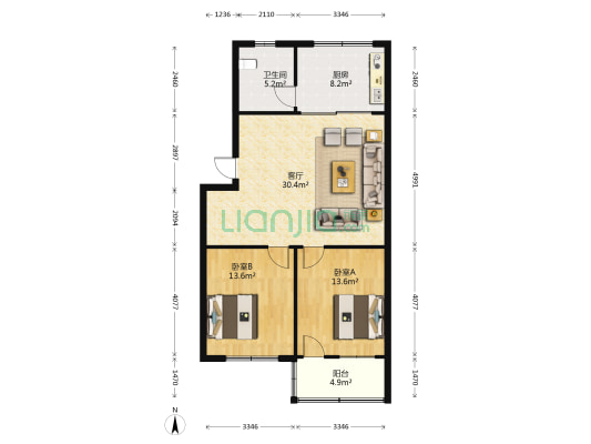 赣东北大道86号 2室1厅1卫 89平方