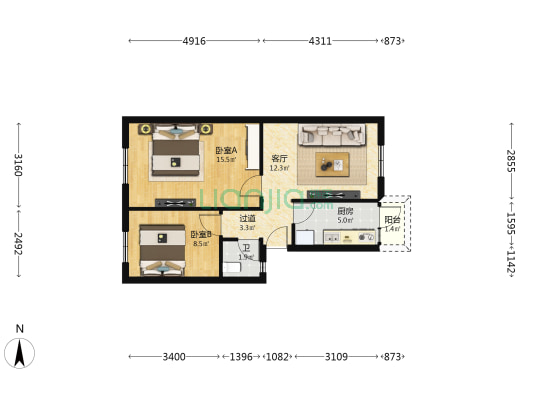 永溪街78号 2室1厅1卫 60平方