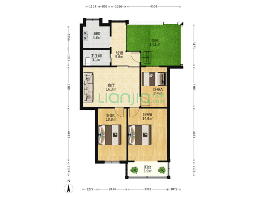 人民东路143号 3室1厅1卫 65平方