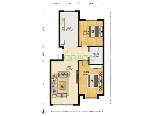 御景湾 2室1厅1卫 101平方