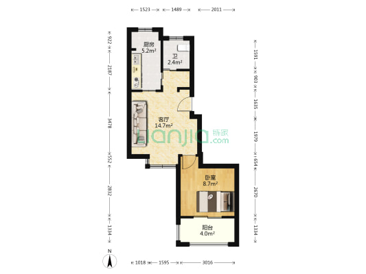 宝翠茗苑 1室1厅1卫 53平方
