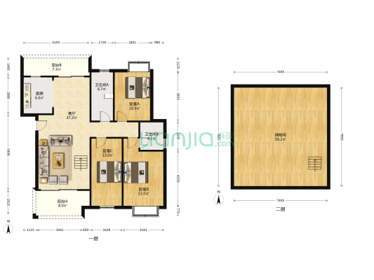 清林桃花源 3室1厅2卫 198平方