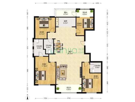 廊坊孔雀城大公馆 4室1厅3卫 189平方