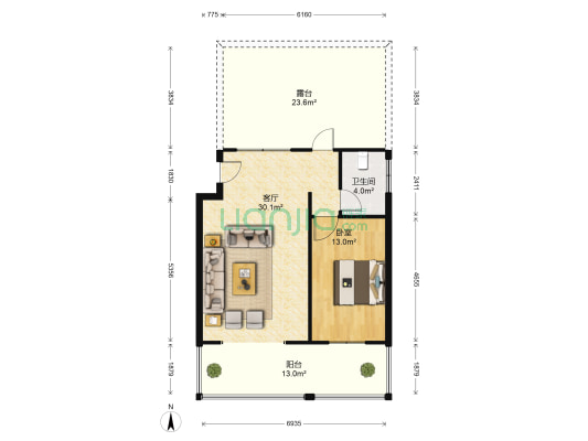 怡家花园 1室1厅1卫 73平方