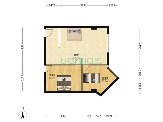 金燕龙大厦 2室1厅0卫 85平方