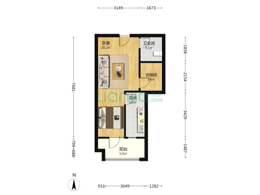 绿城慧园 1室0厅1卫 53平方