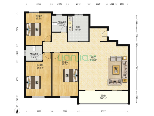 金水湾2区 3室1厅2卫 162平方