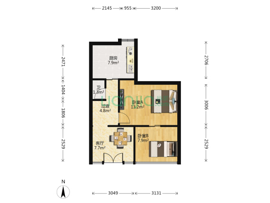 西书院街 2室1厅1卫 58平方
