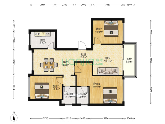 文锦苑 3室2厅2卫 110平方