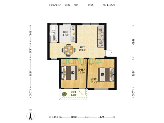 市棉纺厂宿舍 2室1厅1卫 60平方