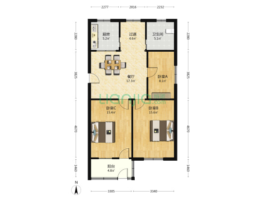 太平南路七号 3室1厅1卫 92平方