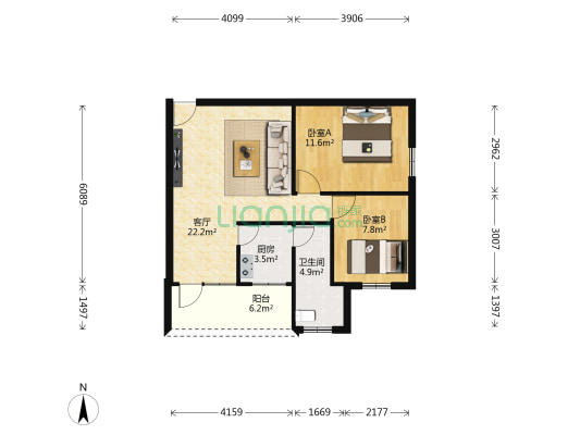 荔景园(黄埔区) 2室1厅1卫 64平方