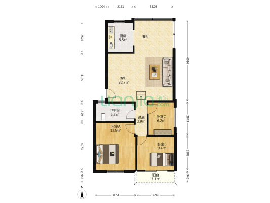 静香苑 3室1厅1卫 95平方