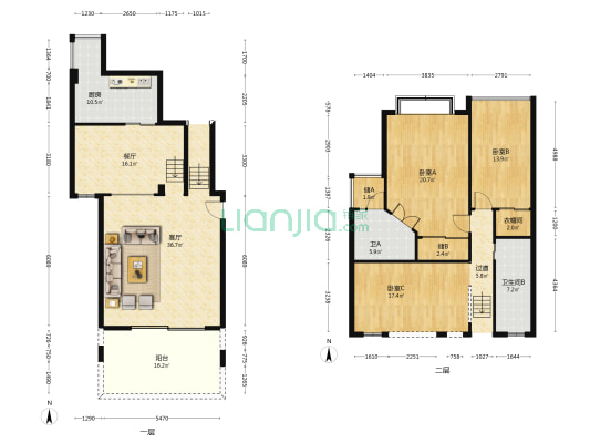 水都城市花园 3室2厅2卫 164平方
