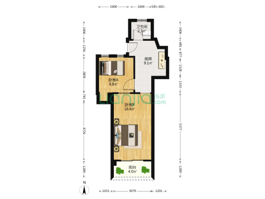 美仁前社 2室0厅1卫 45平方