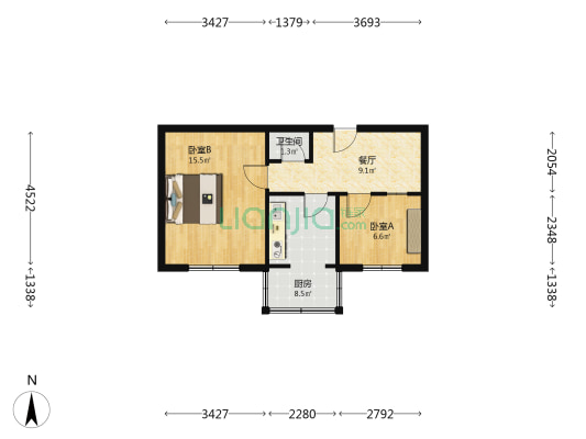 安装公司宿舍 2室1厅1卫 40平方