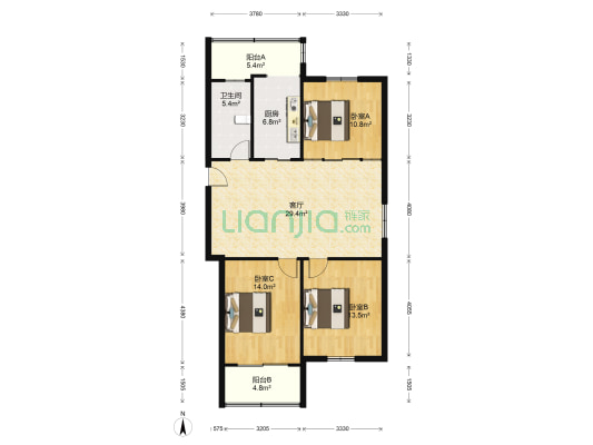 杨北新村 3室1厅1卫 110平方