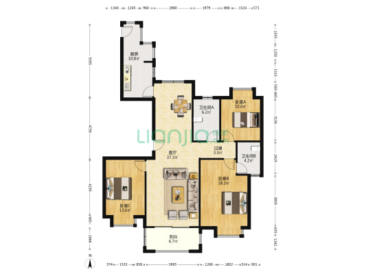 赣铁九龙府瑞园 3室1厅2卫 142平方