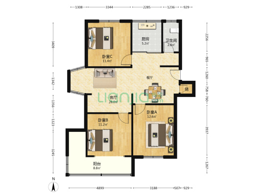 十字街130号 3室1厅1卫 94平方