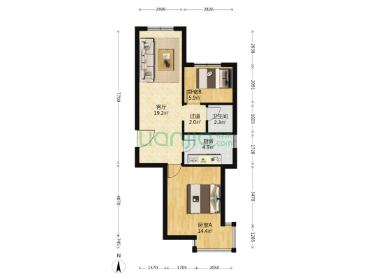 富龙湾家园 2室1厅1卫 70平方