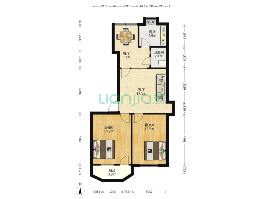 相府路14号 2室2厅1卫 70平方