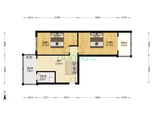 抚琴街南三巷1号 2室1厅1卫 61平方