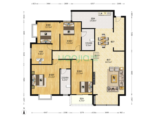 自治区工商局宿舍 5室1厅2卫 208平方