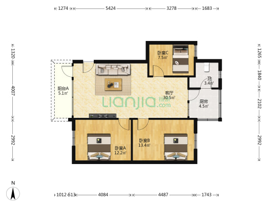 西监住宅 3室1厅1卫 79平方