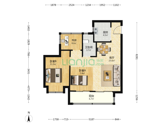 华宇信达北麓雅舍 3室1厅1卫 89平方
